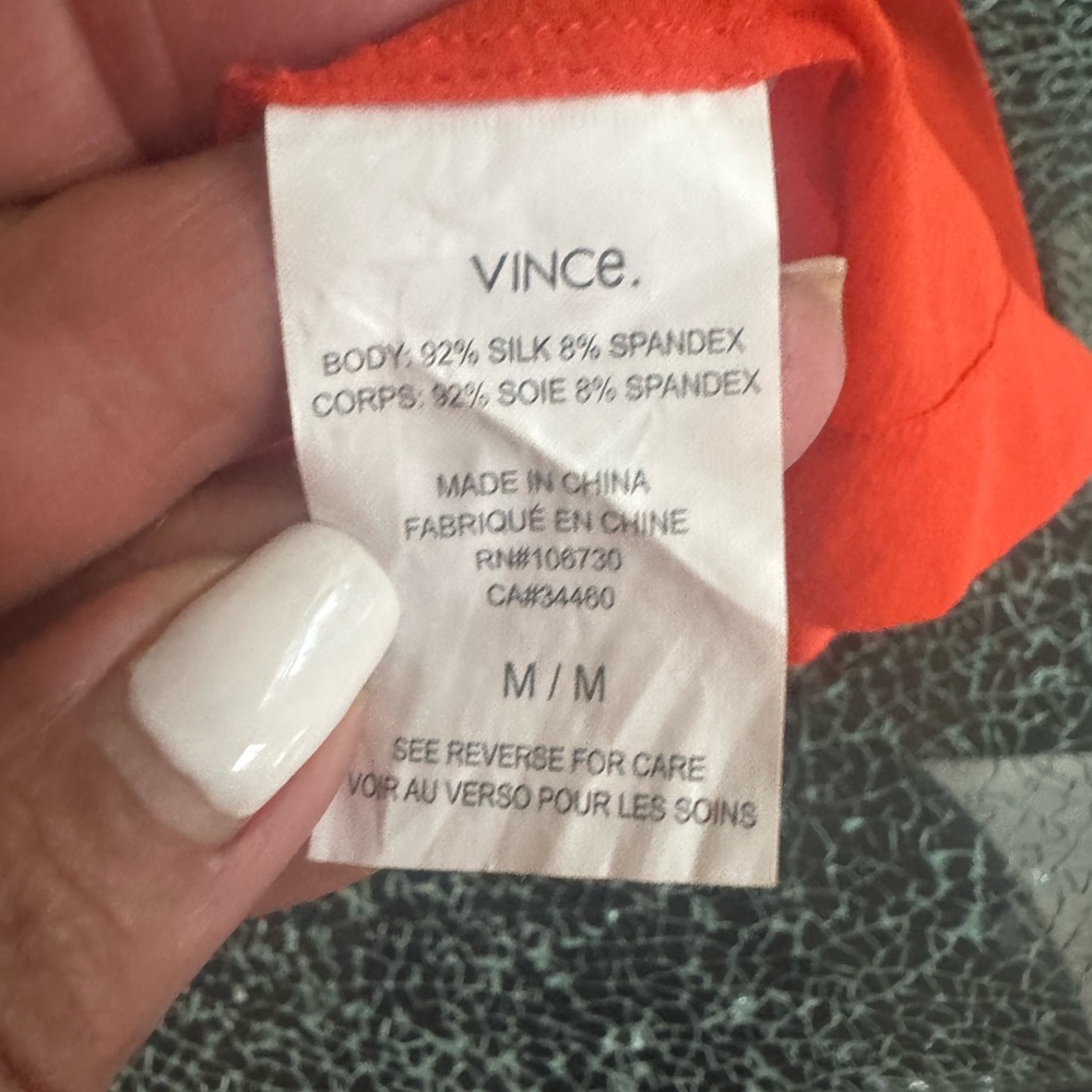 Vince Orange Boxy Short Sleeve silk T-Shirt M - Picture 7 of 8